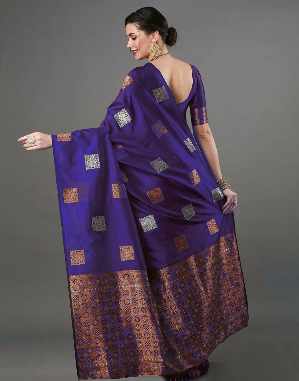 Fairytale Purple Soft Silk Saree With Opulent Blouse Piece