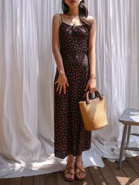 GATHERED BUST SHOESTRING STRAP DRESS