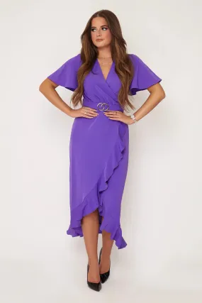 Girl in Mind Quinn Violet Wrap Detail Midi Dress