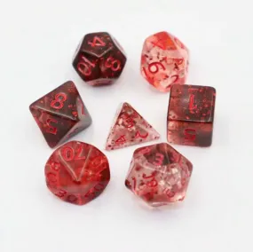 Glittered Crimson 7pc Dice Set