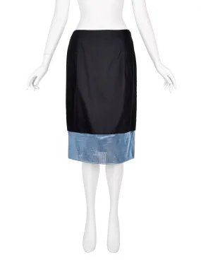 Gucci by Tom Ford Vintage AW 2000 Blue and Charcoal Grey Wool Cashmere Pencil Skirt