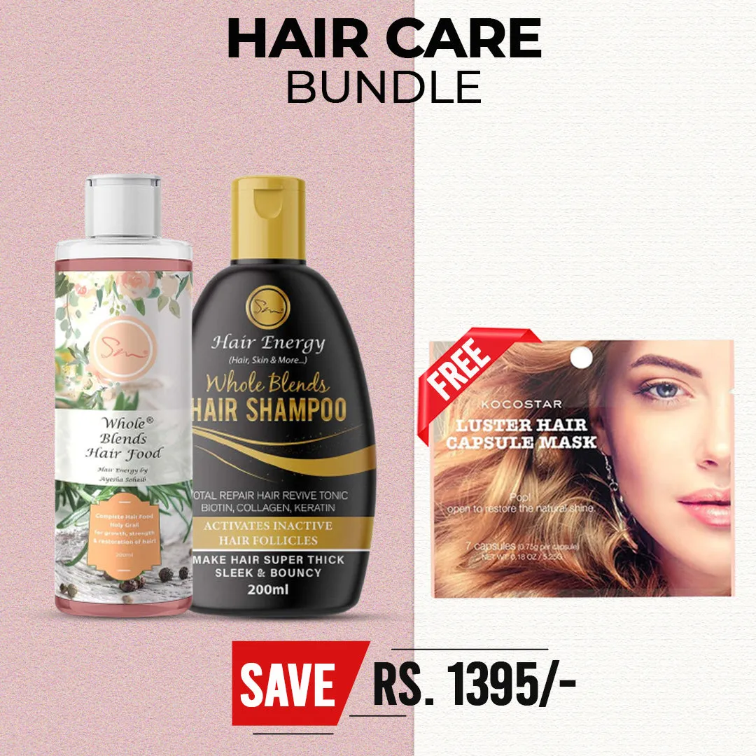 Hair Care Bundle ( Whole Blends Hair Shampoo, Whole Blends Hair Food, Luster Hair Capsule Mask )