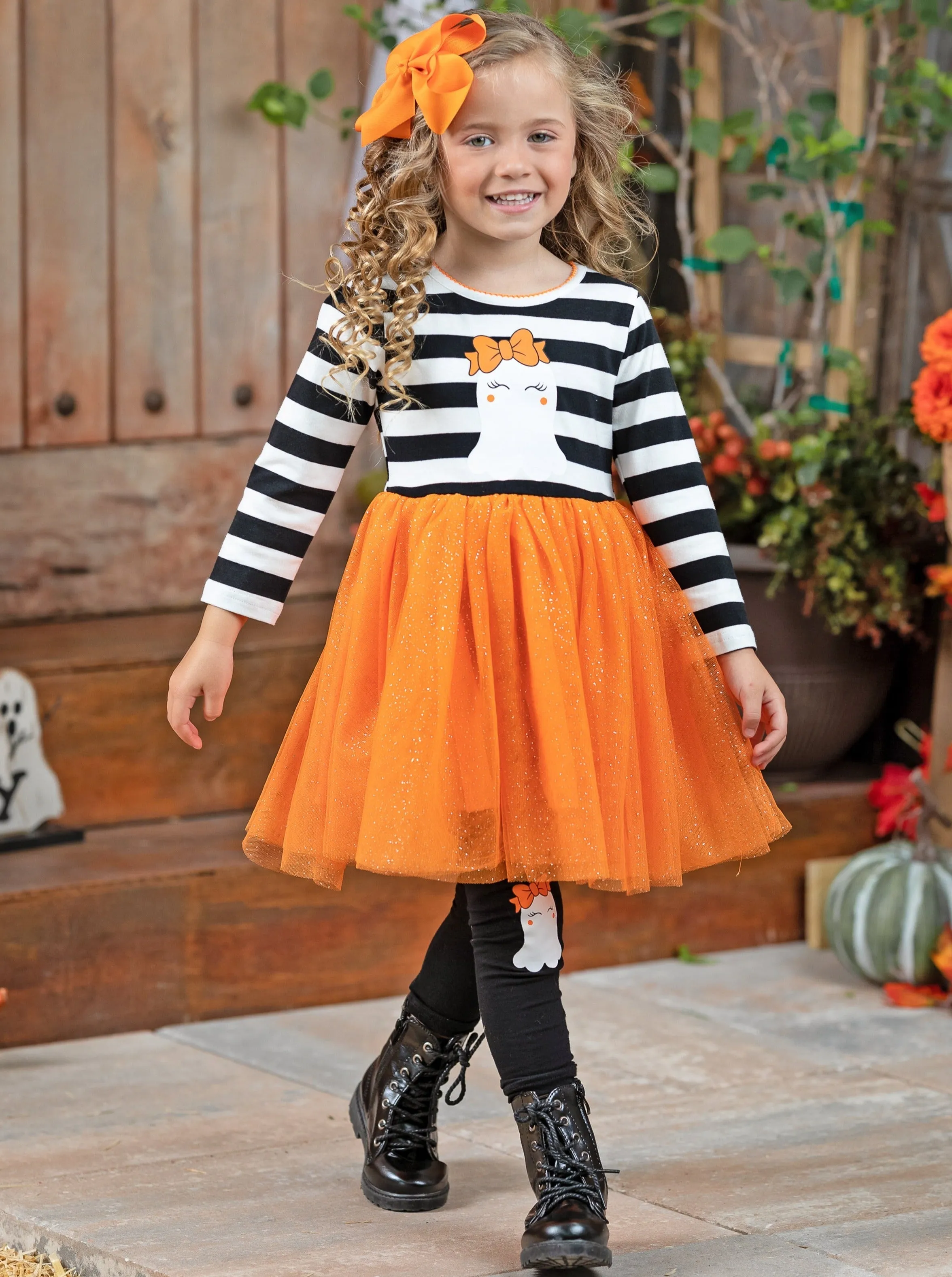 How Do You Boo Striped Tutu Tunic And Legging Set