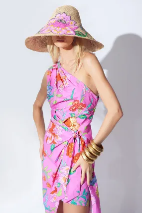 Junko Cotton Poplin Beaded Asymmetrical Drape Dress
