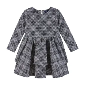 Kids (2-6) Tiered Dress | Blue Tweed
