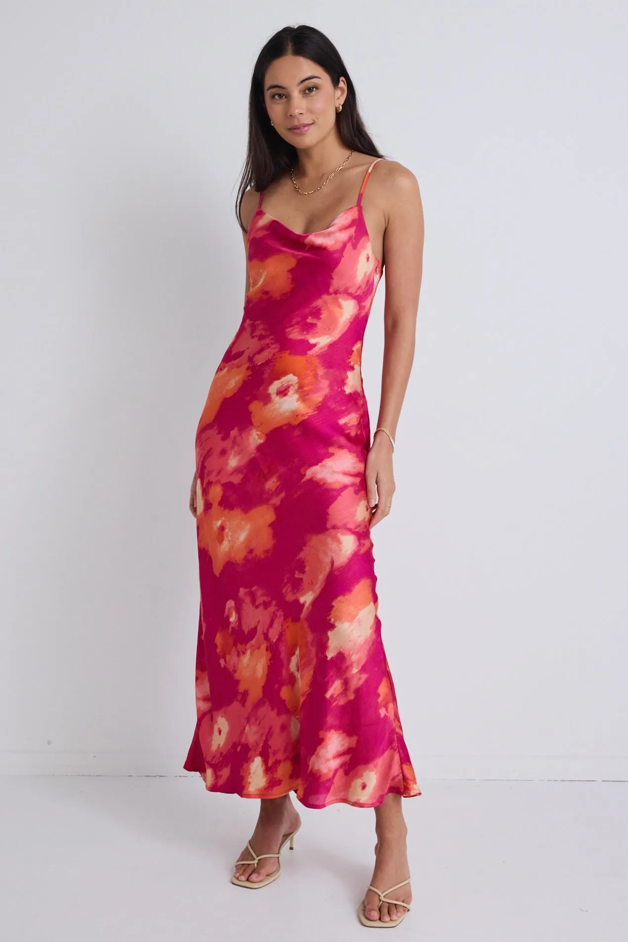 Lavish Party Pink Tie Back Slip Dress