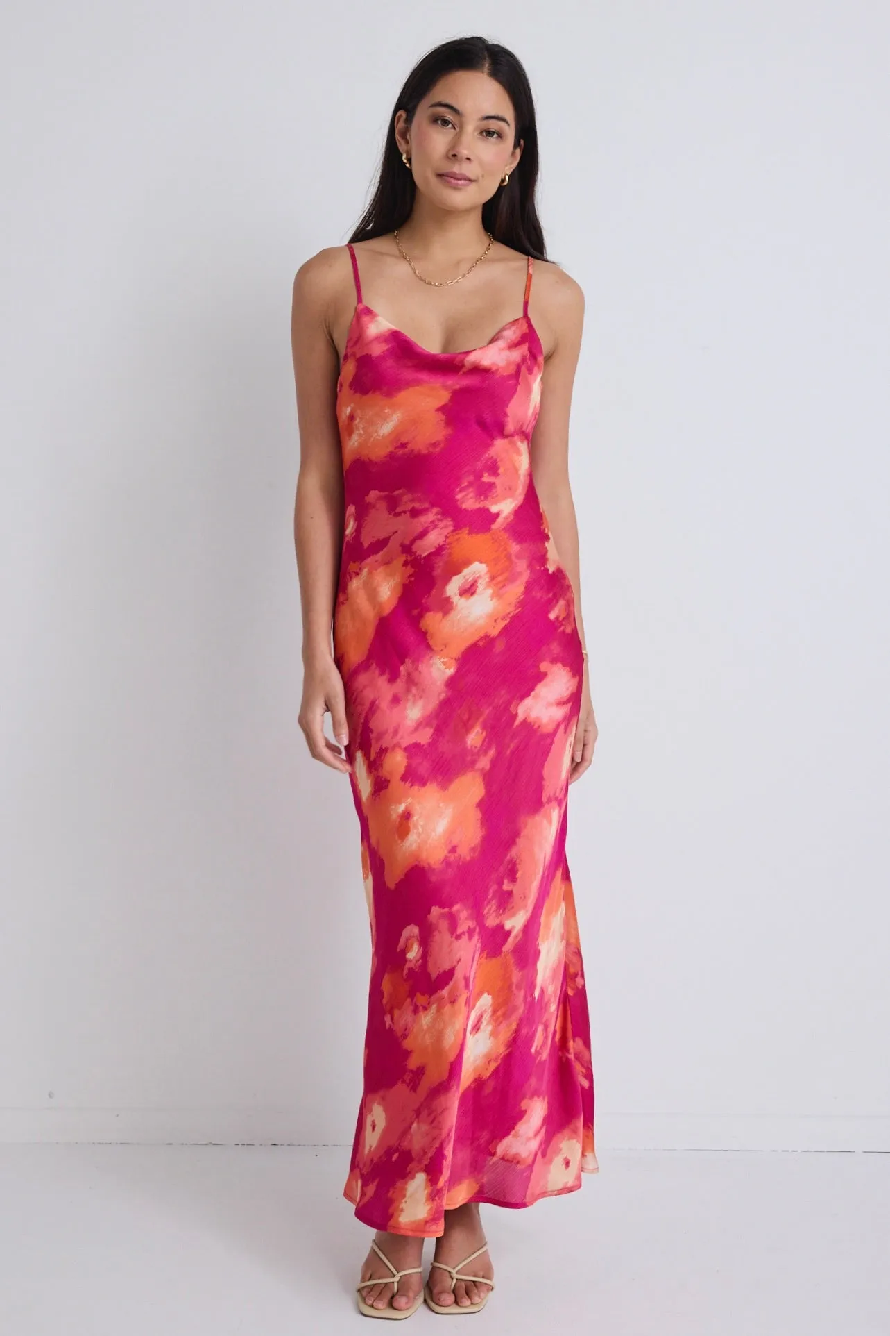 Lavish Party Pink Tie Back Slip Dress