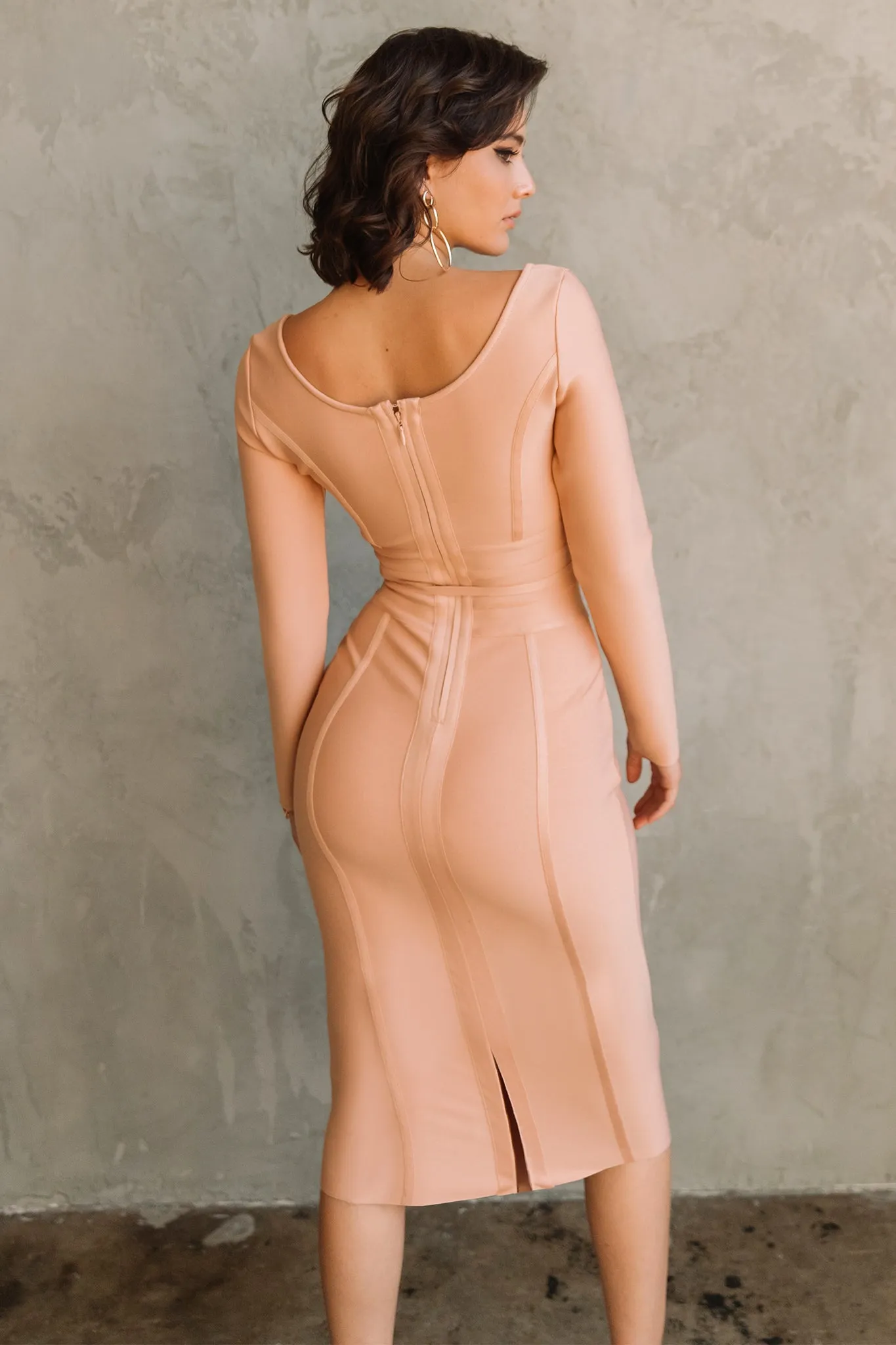 Lilia Tie Waist Bandage Dress (Coral)
