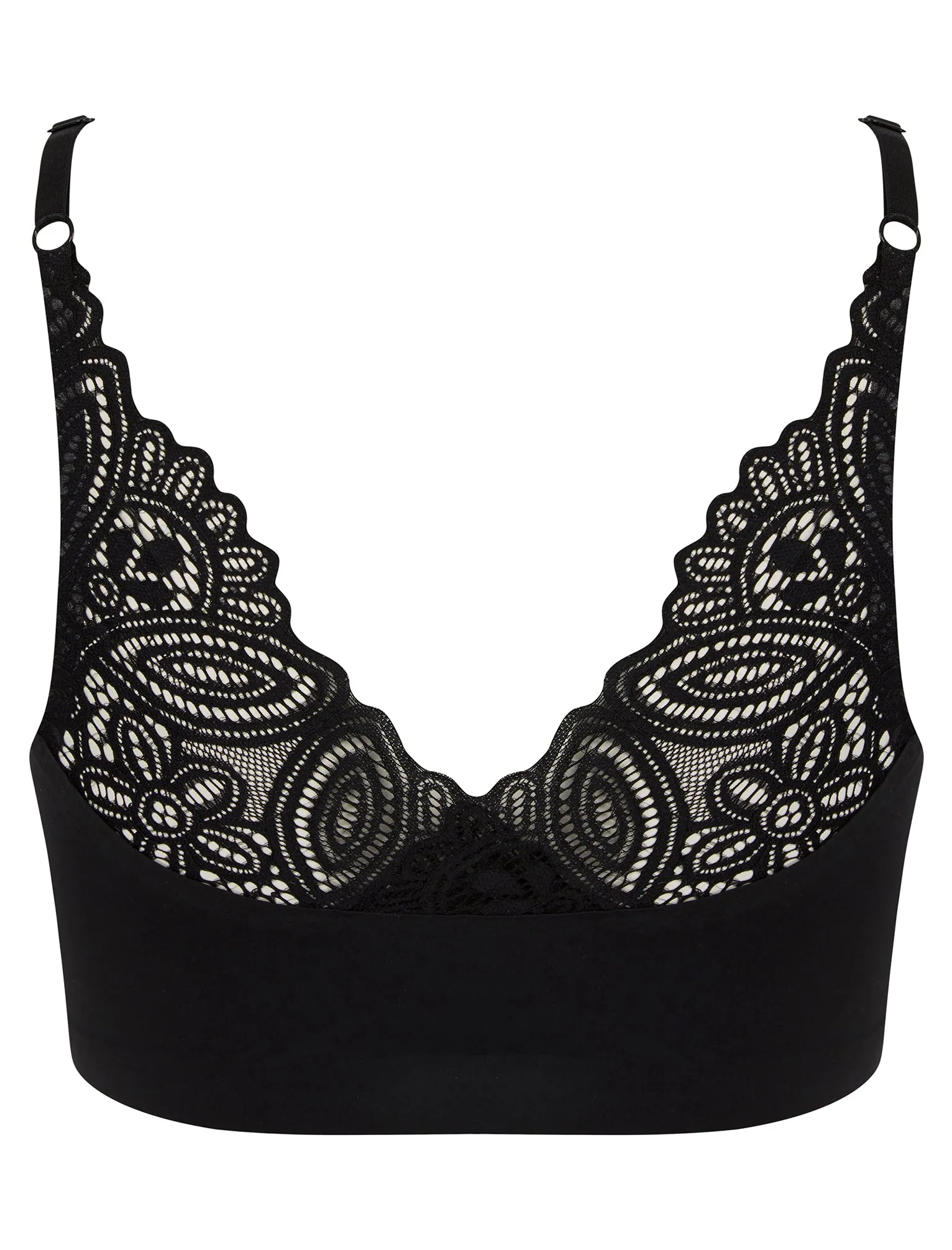Lola (2 Pack) Non-Wired Full Cup Soft Padded Stretch Nylon Bralette with Back Lace Detail in Jet Black / Mink - Tokyo Laundry