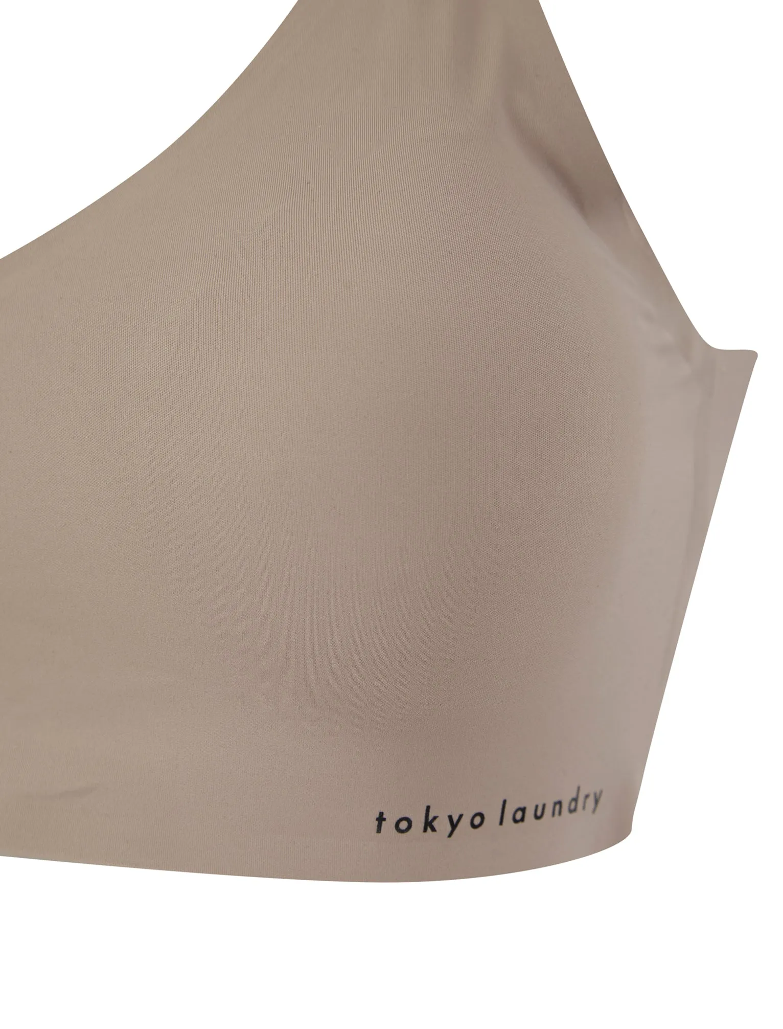 Lola (2 Pack) Non-Wired Full Cup Soft Padded Stretch Nylon Bralette with Back Lace Detail in Jet Black / Mink - Tokyo Laundry