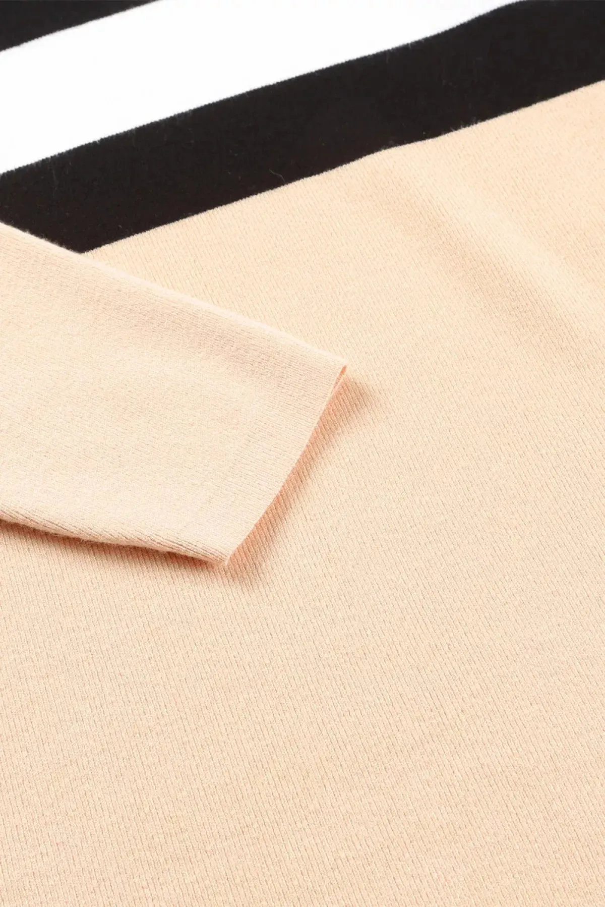 Long Knitwear Striped Open Front Cardigan Apricot