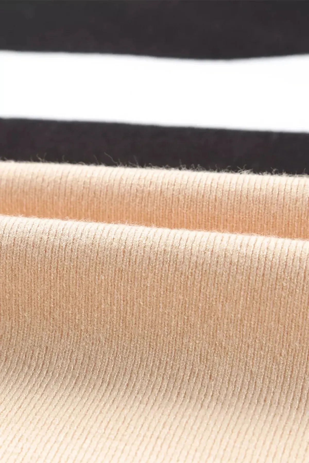 Long Knitwear Striped Open Front Cardigan Apricot