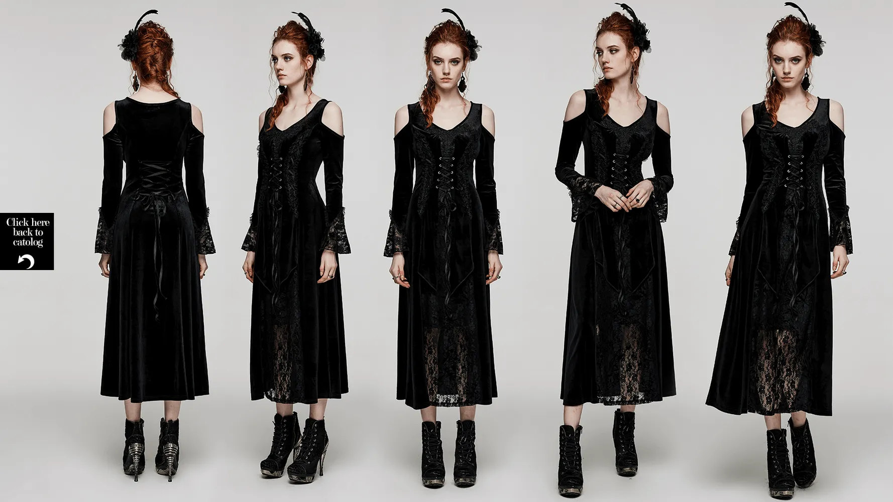 Luxurious Velvet Goth Gown with Sexy Lace Detail