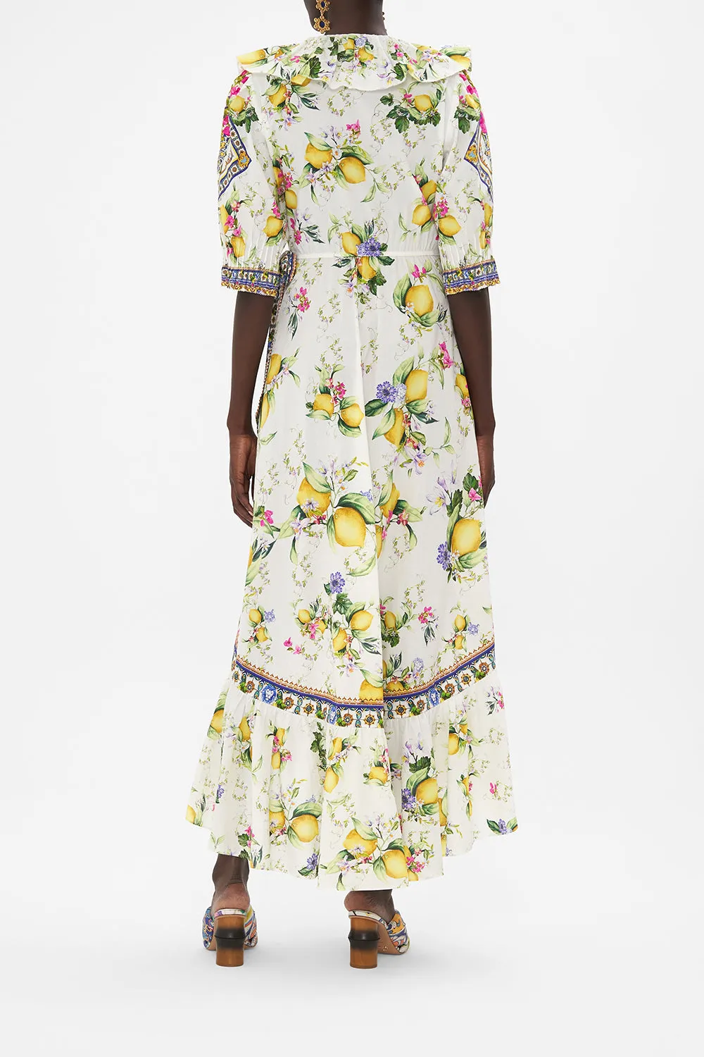 MAXI WRAP DRESS WITH PUFF SLEEVE CATERINA SPRITZ