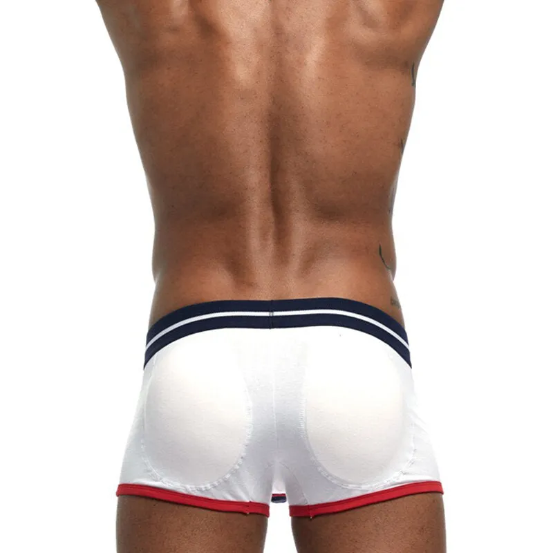 Mens Cotton Breathable Pads Hip Lifting Underwear Patchwork U Convex Sport Boxers