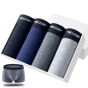 Men's solid color cotton boxer shorts sexy shorts