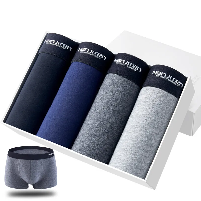 Men's solid color cotton boxer shorts sexy shorts