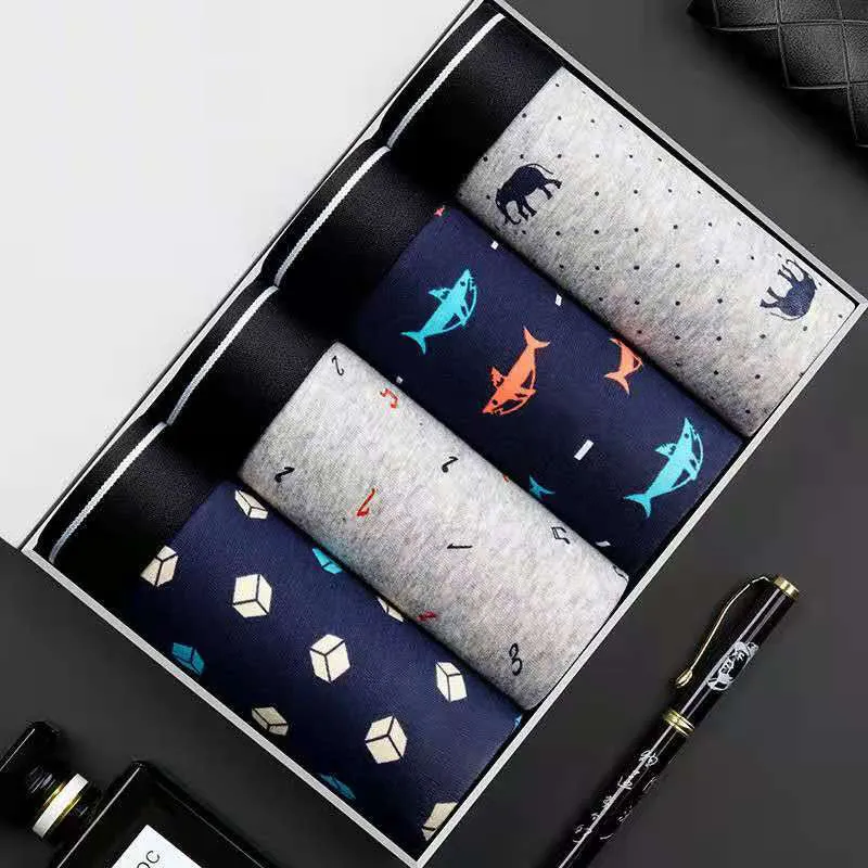 Men's solid color cotton boxer shorts sexy shorts