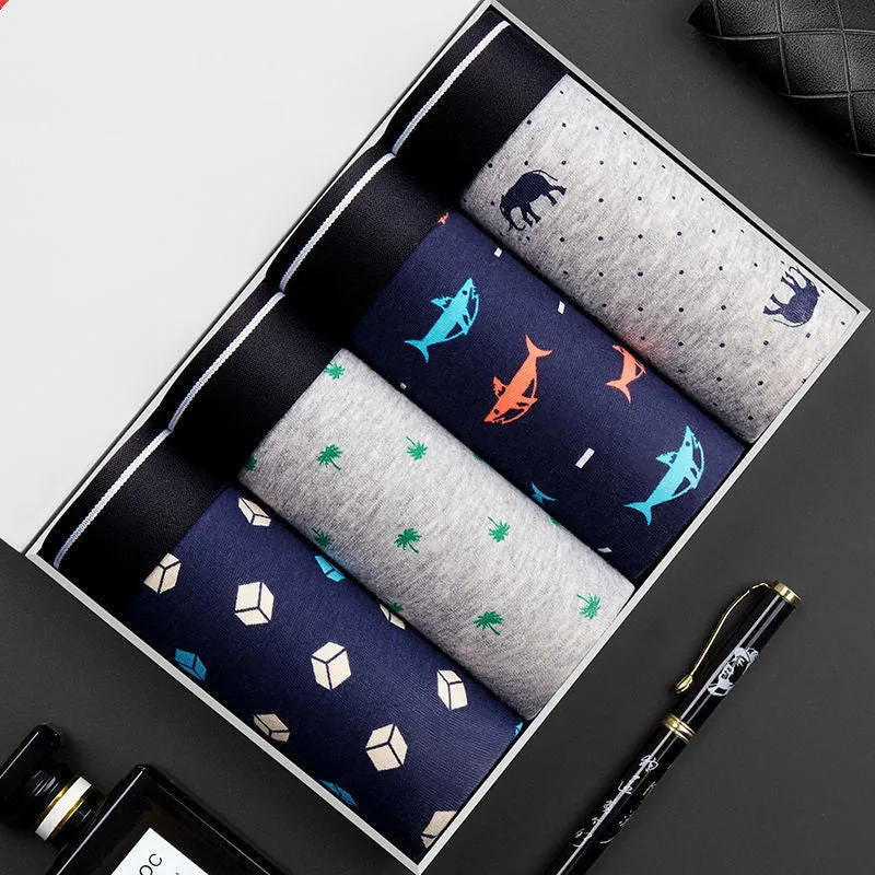 Men's solid color cotton boxer shorts sexy shorts