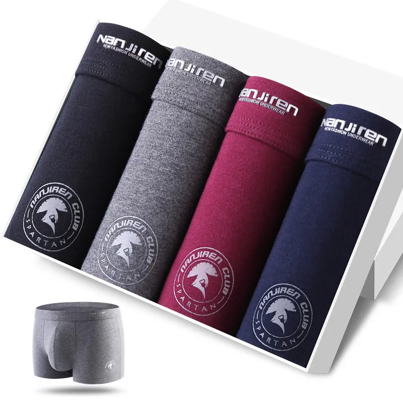 Men's solid color cotton boxer shorts sexy shorts