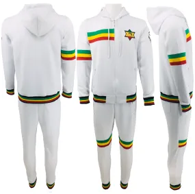 Mens Tracksuit 2 Piece Zipper Rasta White Men's Matching Sweatshirts Sweatpants Athletic Hoodie & Joggers Zip Pants Bottoms Track Suit