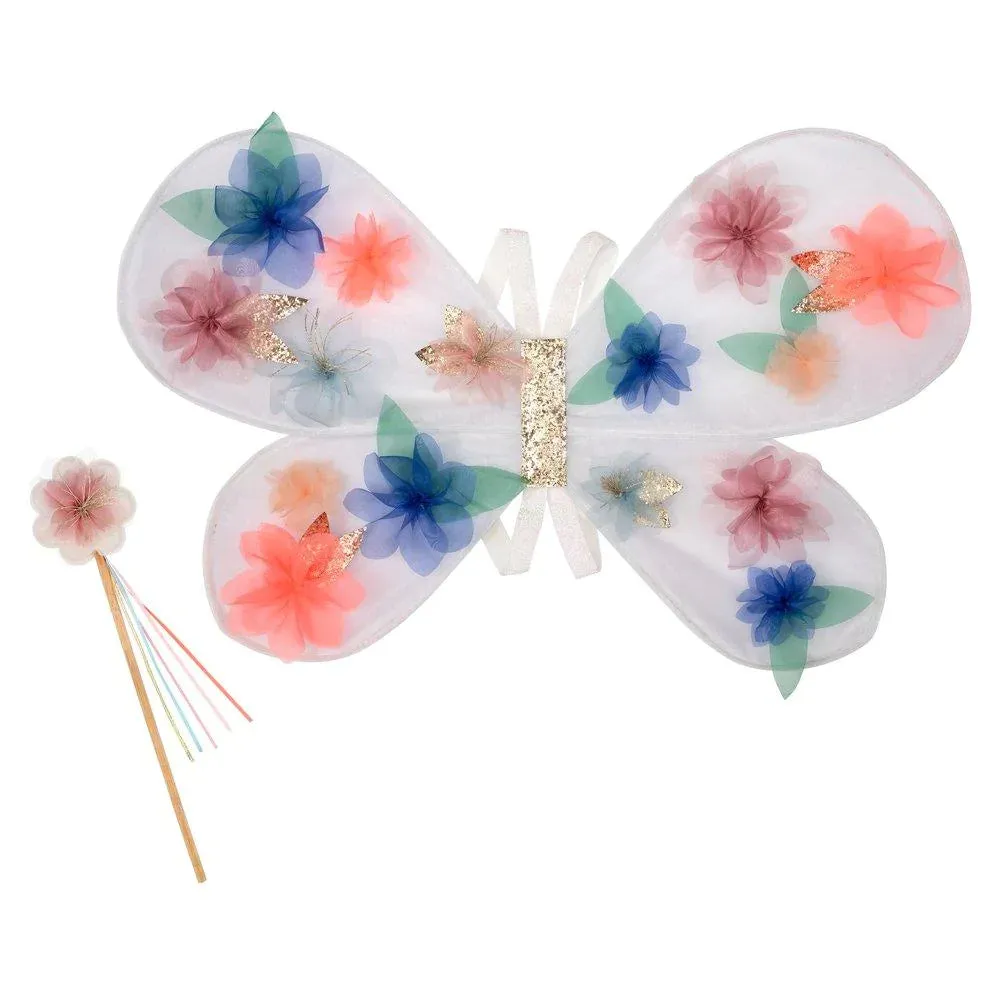 Meri Meri Dress Up Organza Flower Wings & Wand