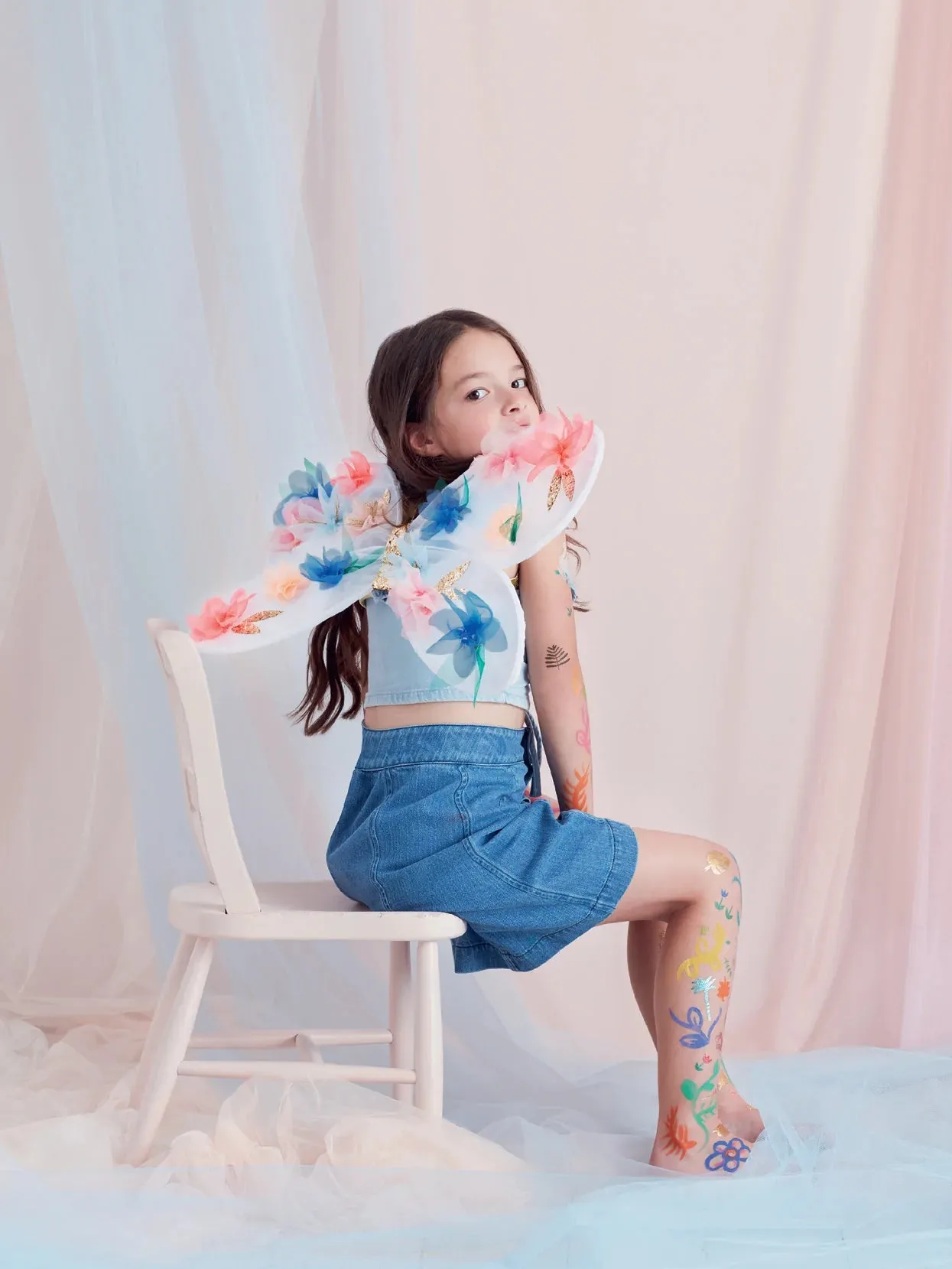 Meri Meri Dress Up Organza Flower Wings & Wand