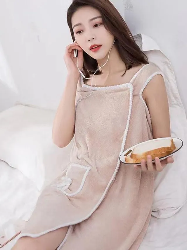 MicroFiber Wearable Bath Towel Dress Super Absorbent Home Wear Bath Skirt Bath Towel Ladies Water-Absorbent Soft Thick Wrapped Bathrobe Quick-dry