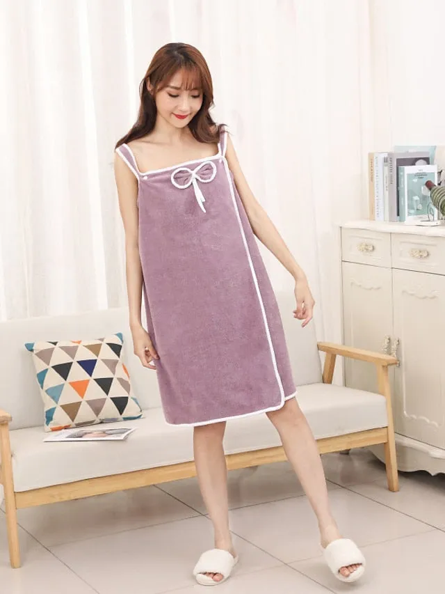 MicroFiber Wearable Bath Towel Dress Super Absorbent Home Wear Bath Skirt Bath Towel Ladies Water-Absorbent Soft Thick Wrapped Bathrobe Quick-dry