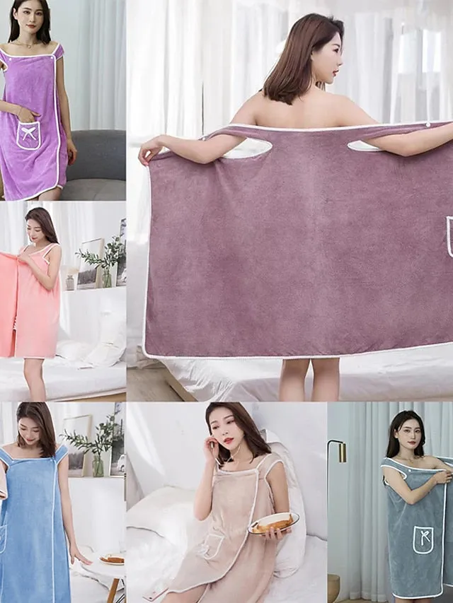MicroFiber Wearable Bath Towel Dress Super Absorbent Home Wear Bath Skirt Bath Towel Ladies Water-Absorbent Soft Thick Wrapped Bathrobe Quick-dry