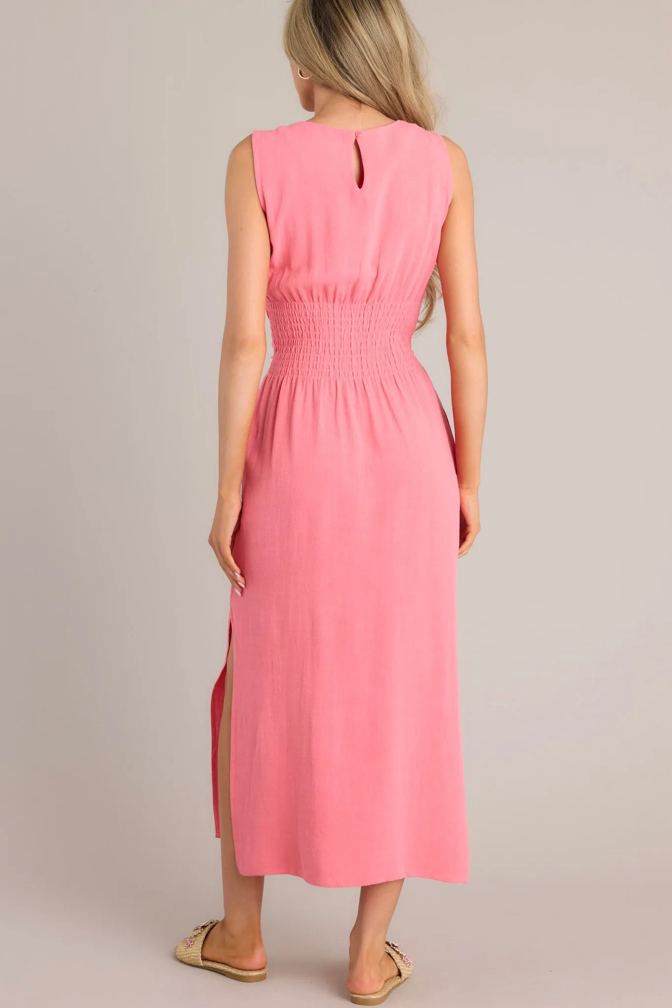 Nurturing Spirit Coral Waist Tie Maxi Dress