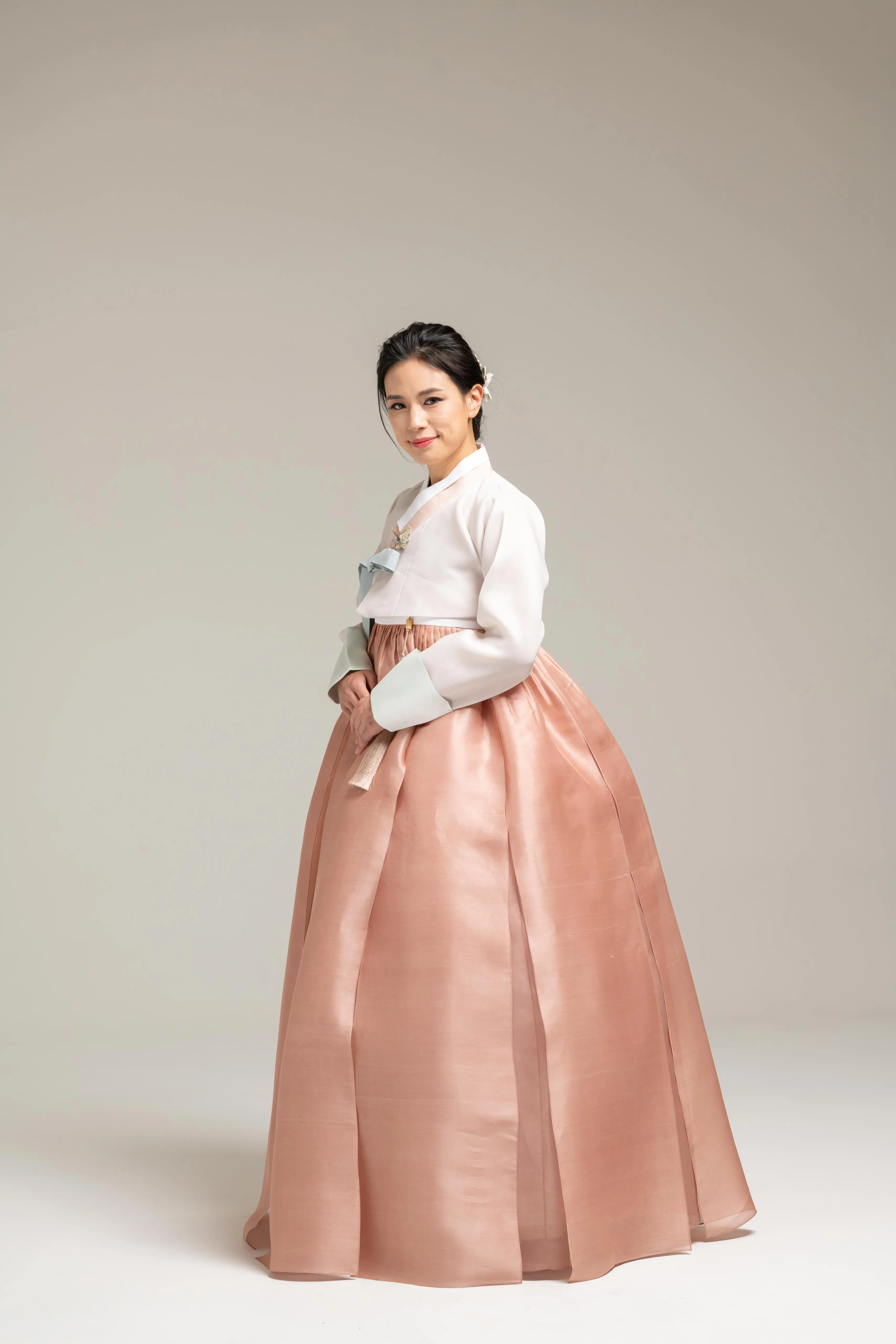 Peach Layered Dress & Light Peach Jeogori