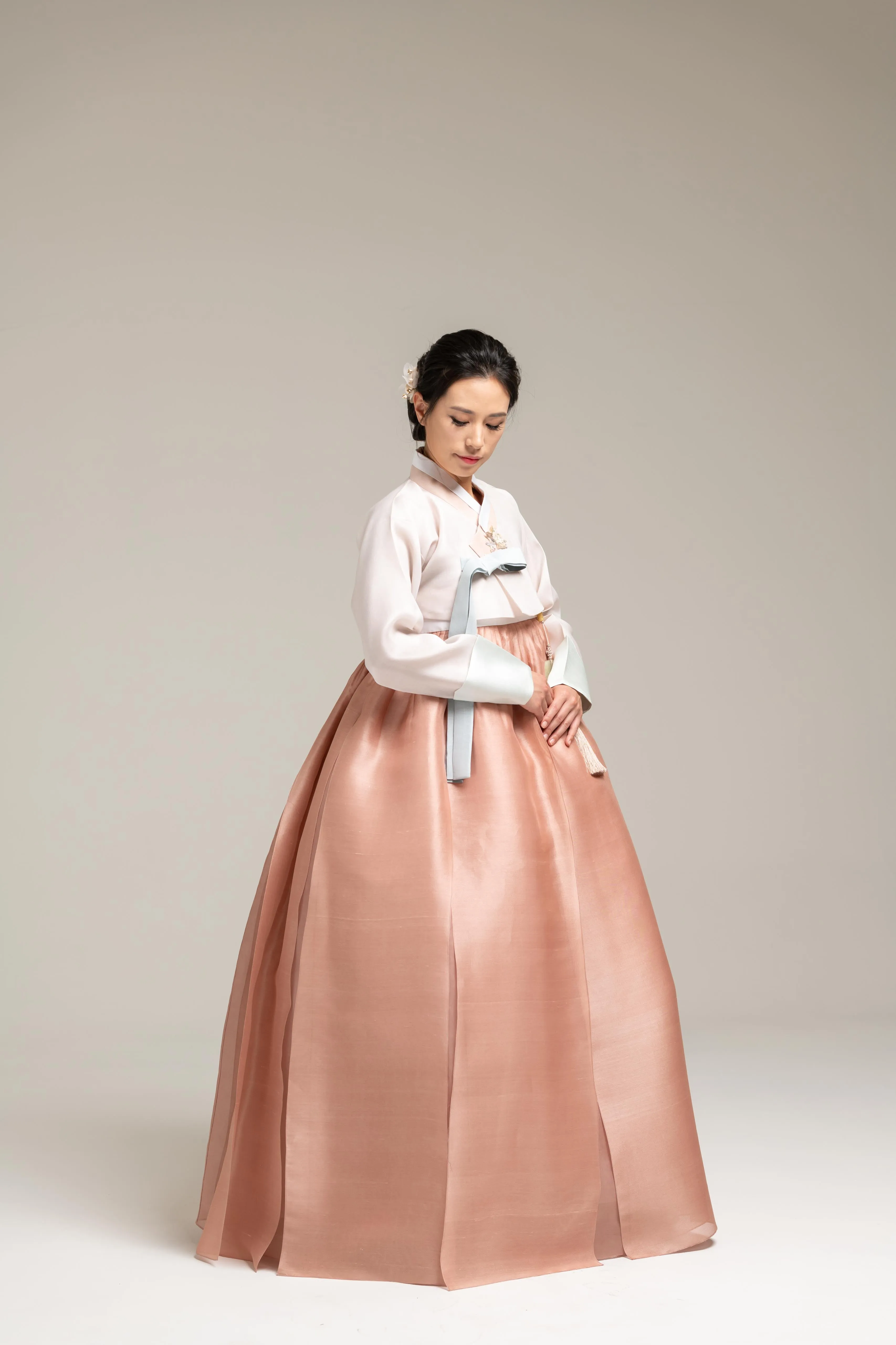 Peach Layered Dress & Light Peach Jeogori