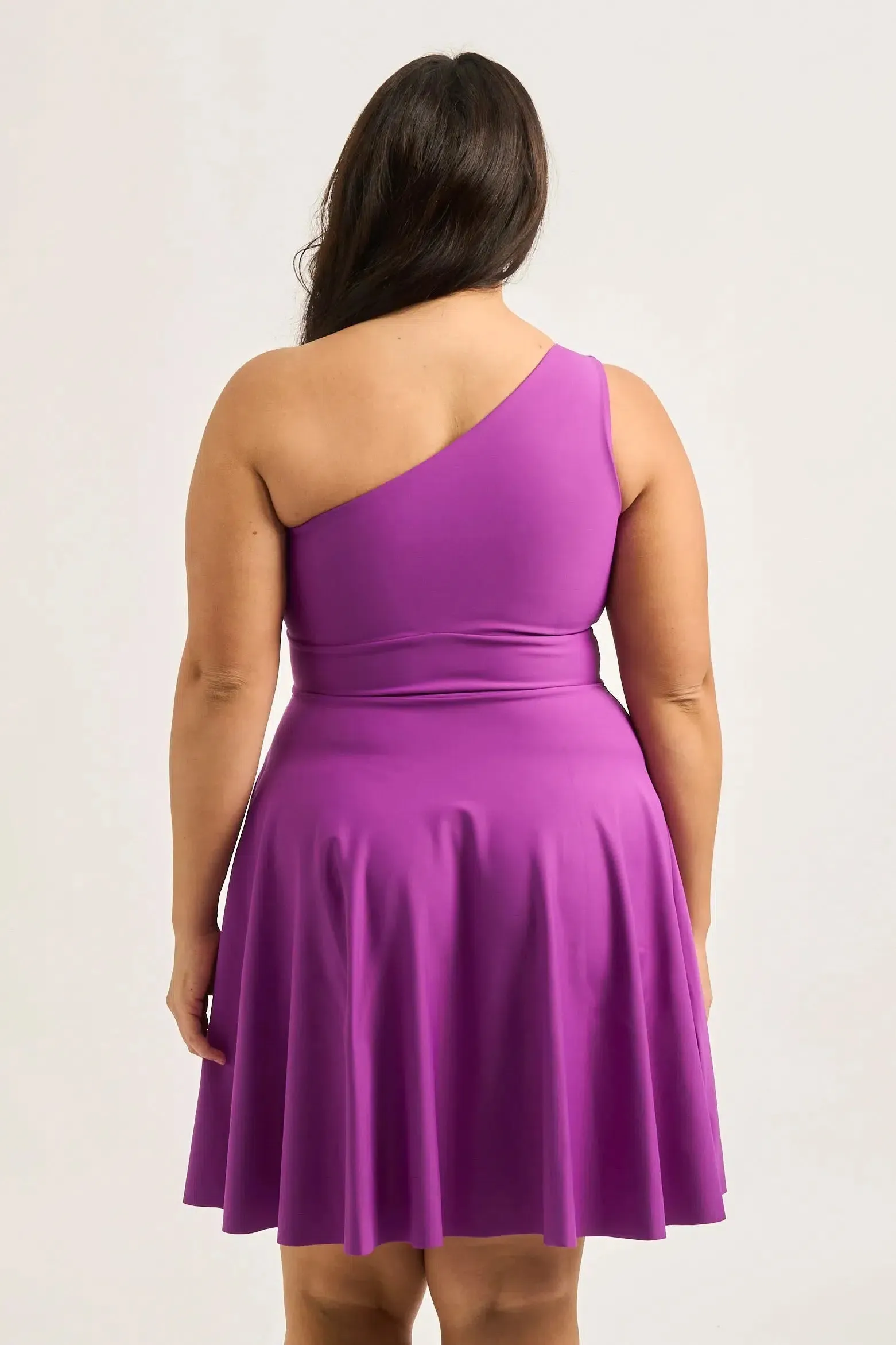 Performance One Shoulder Comfort Crop Mini Dress - Purple