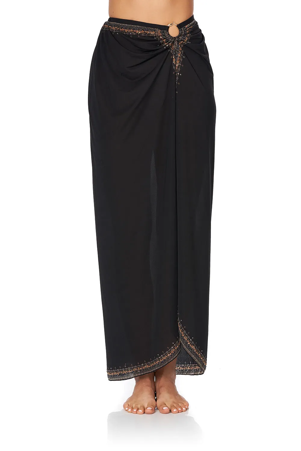 RING TRIM LONG SARONG SOLID BLACK