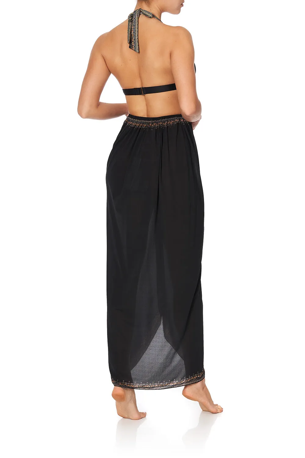 RING TRIM LONG SARONG SOLID BLACK