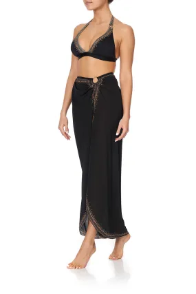 RING TRIM LONG SARONG SOLID BLACK
