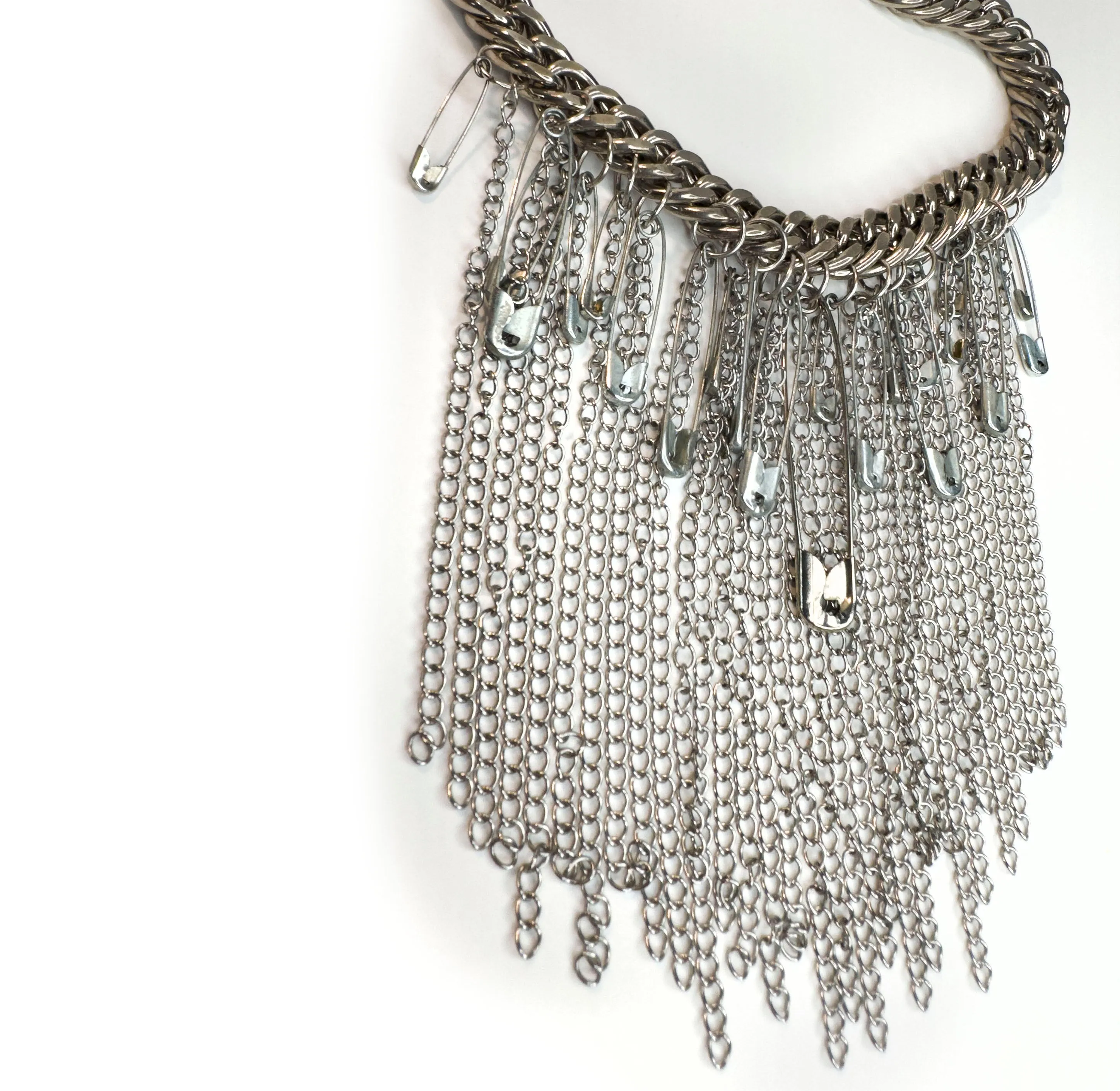 Safety Pin Layered Statement Necklace