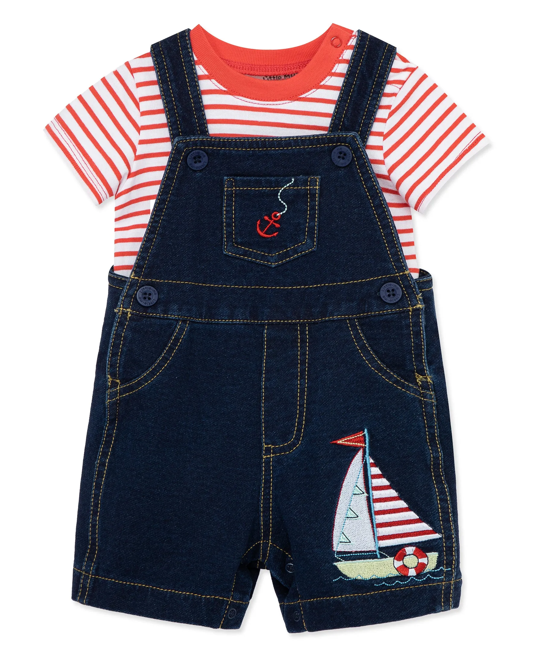 Sailboat Cotton Knit Shortall Set (12M-24M)
