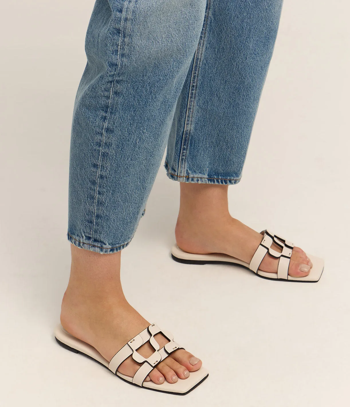 Simkhai Monogram Flat Slide in Ivory