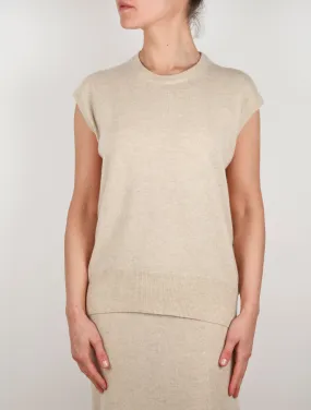 Sleeveless Elipse Hem Cashmere Vest 