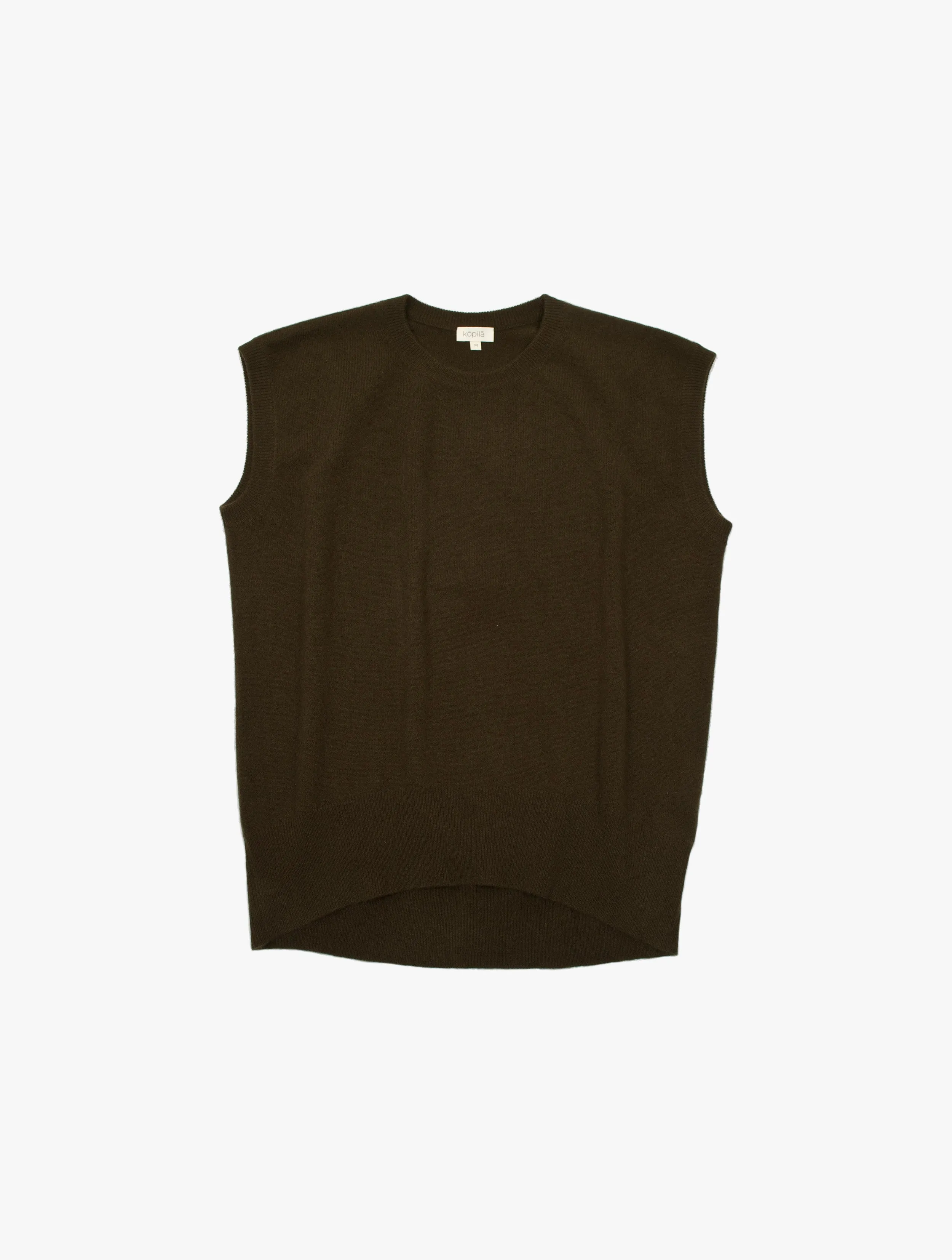 Sleeveless Elipse Hem Cashmere Vest 