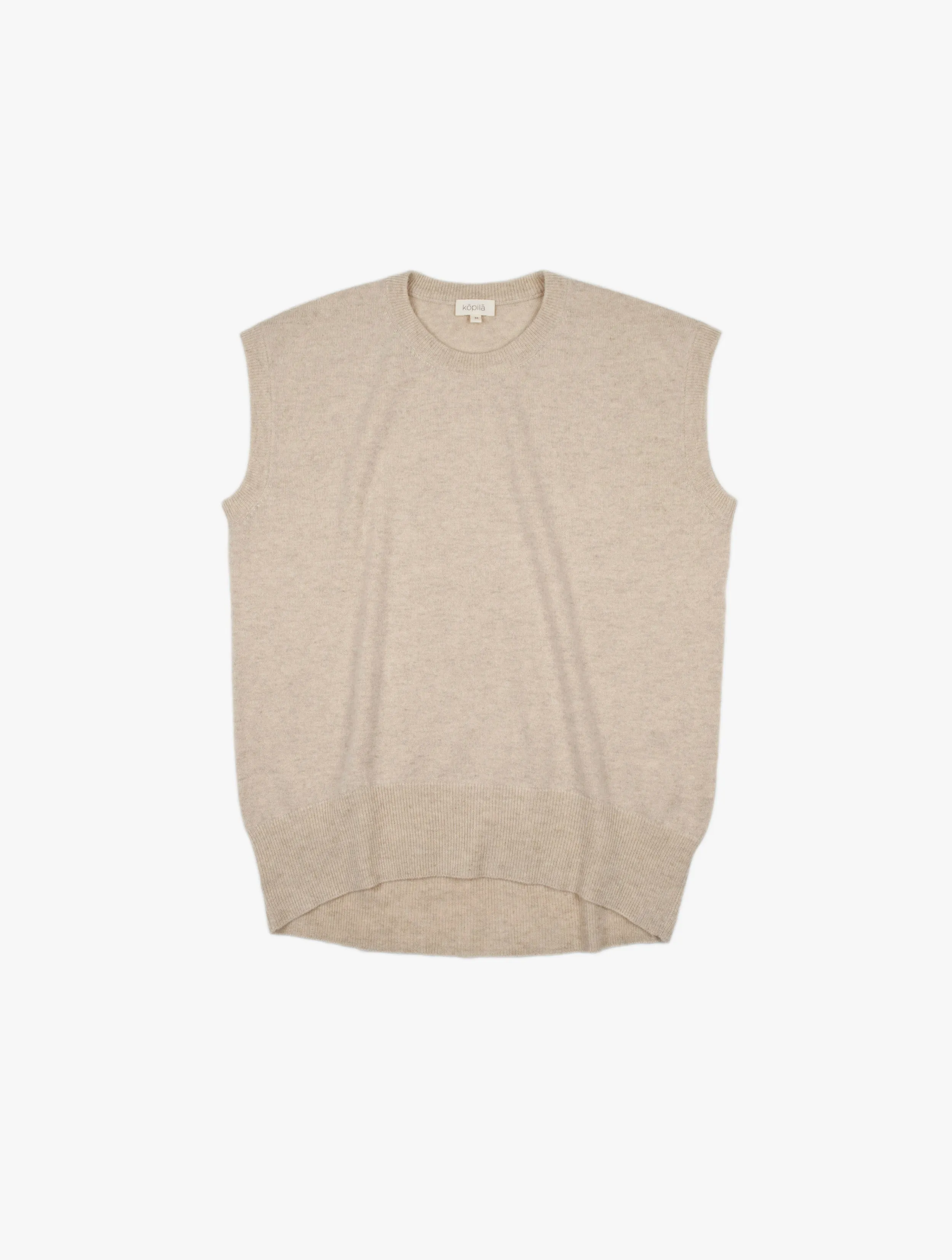 Sleeveless Elipse Hem Cashmere Vest 