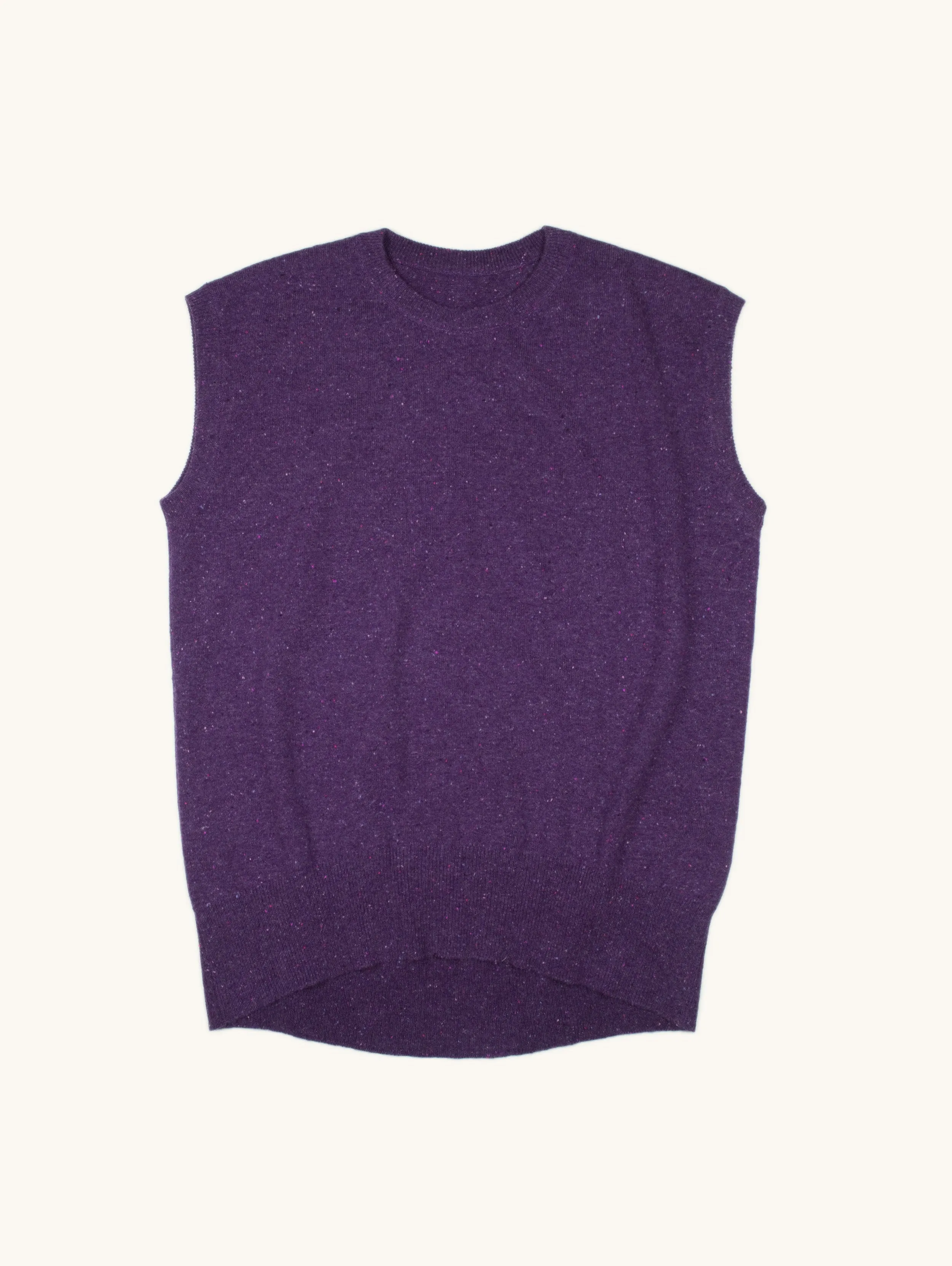 Sleeveless Elipse Hem Cashmere Vest 