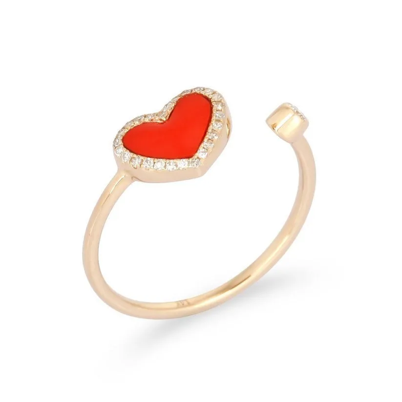 Starlight Diamond Heart Open Wrap Ring