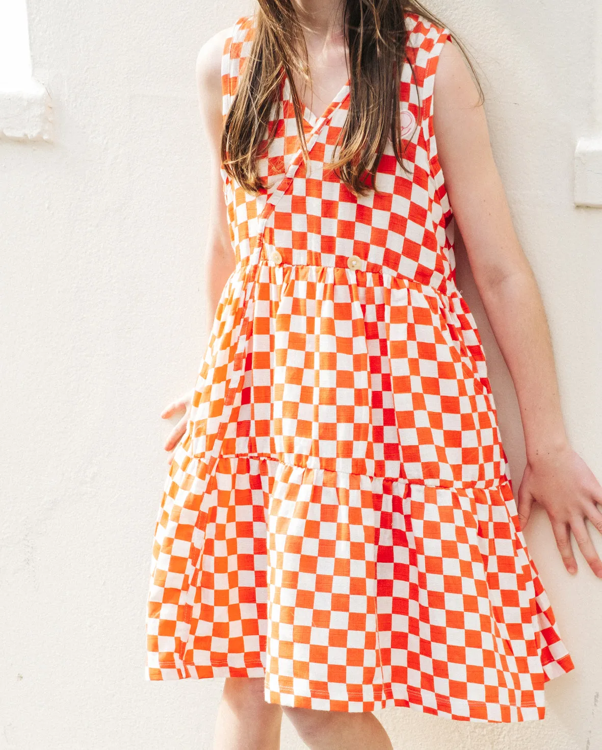 TGC Checker Muslin Cross Over Play Dress