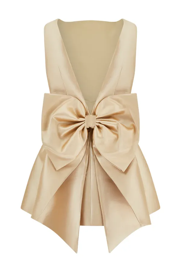 The Ultimate Muse Bow Detail Mini Dress	Gold