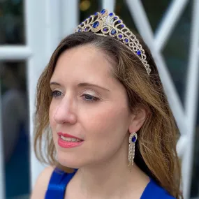 Tiara Gold Blue Art Deco Inspiredo
