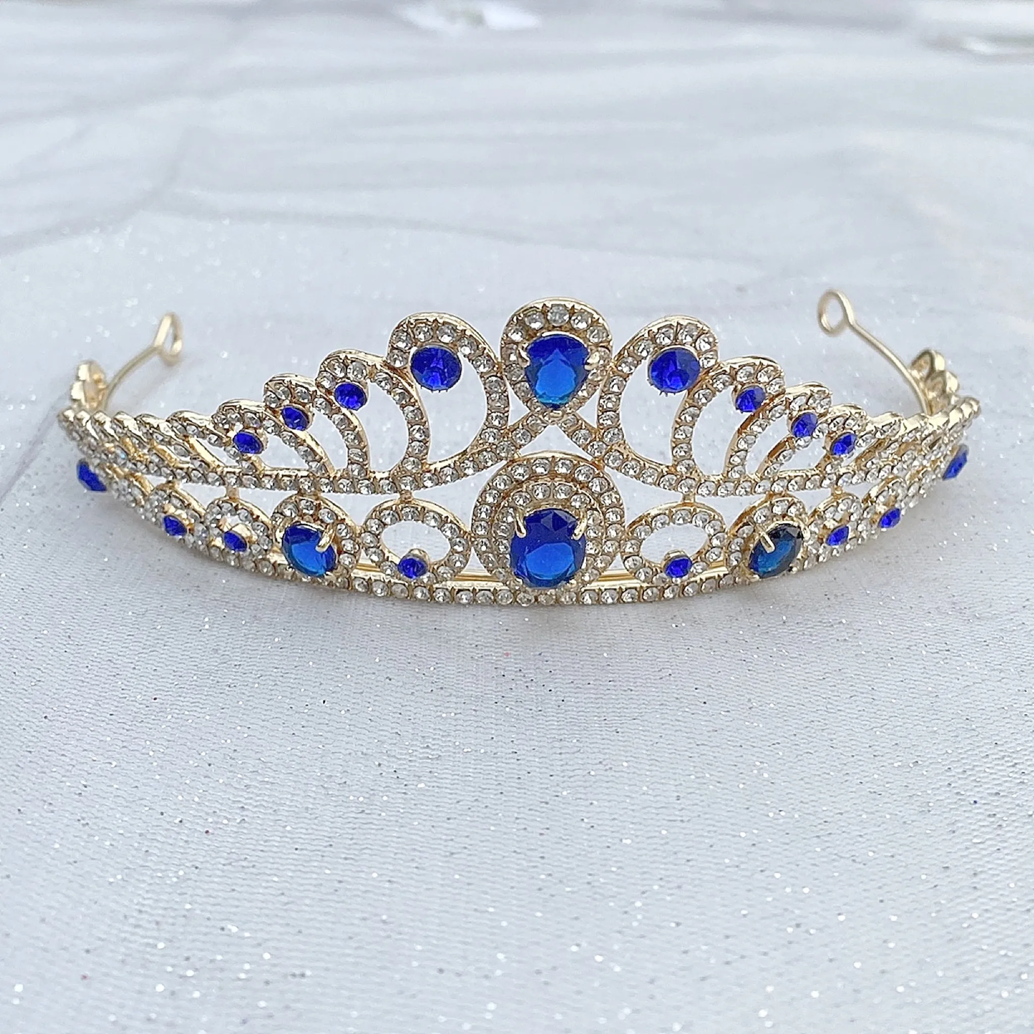 Tiara Gold Blue Art Deco Inspiredo