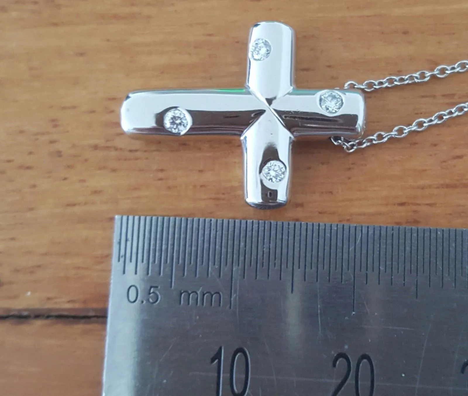 Tiffany & Co. Solid Platinum and Diamond Etoile Cross Necklace/Pendant